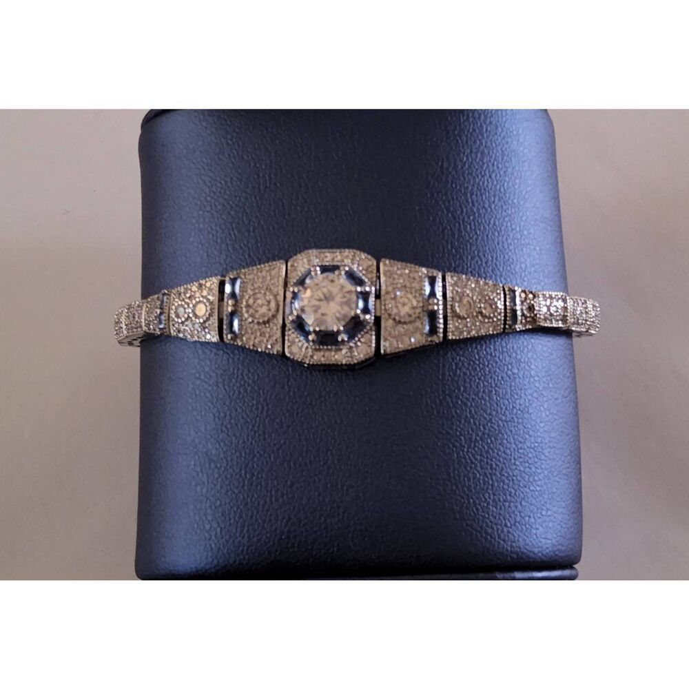 Gorgeous New Luxury Lab Created Blue & White Sapphire Statement Bracelet